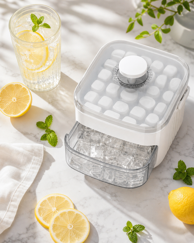 Bandeja de Hielo 50 Cubitos | Doble Capa con Tapa | Libera con un Click